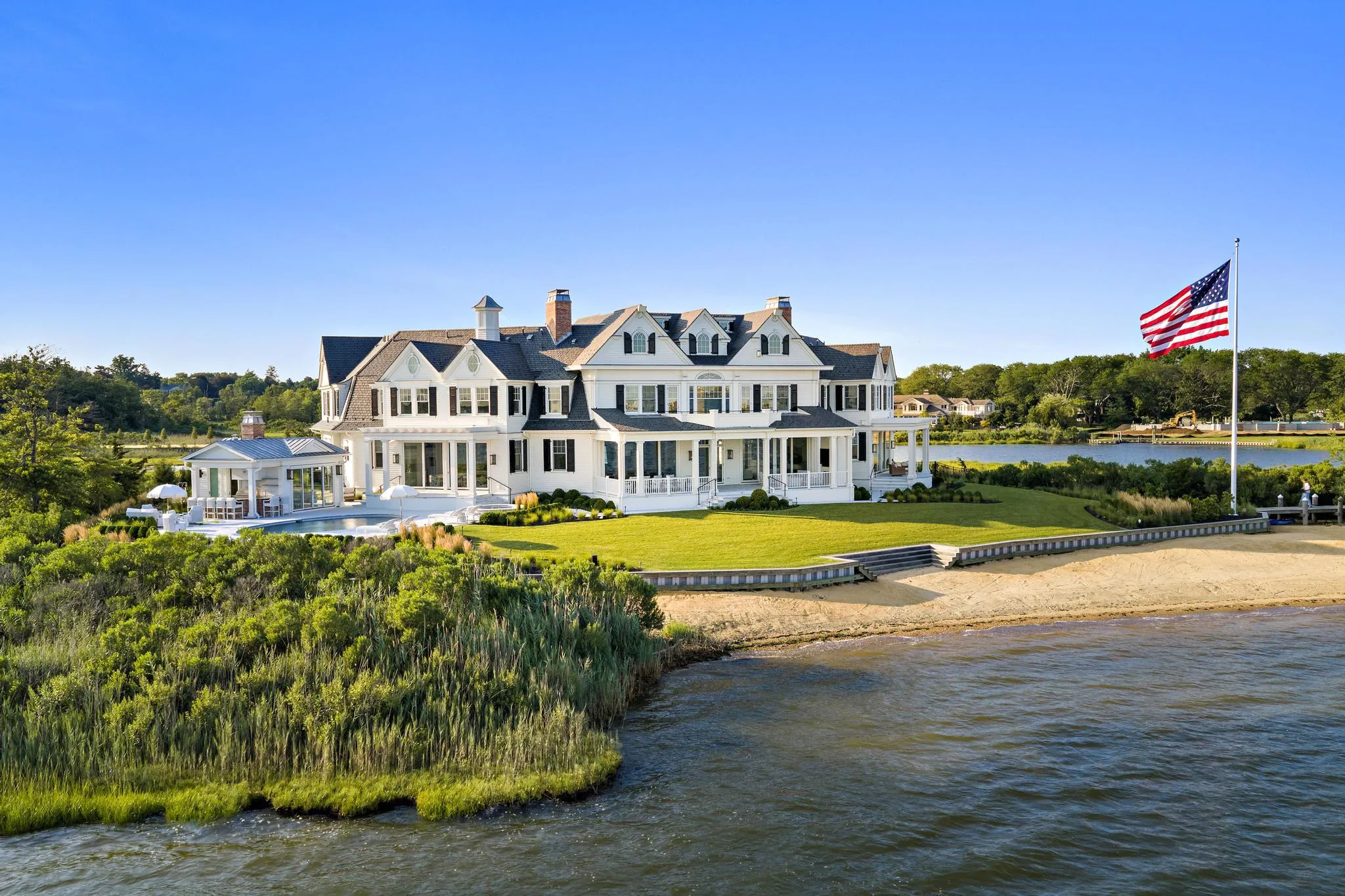 Exterior beach at American Dream, a Merrick Construction custom home in Rumson, New Jersey