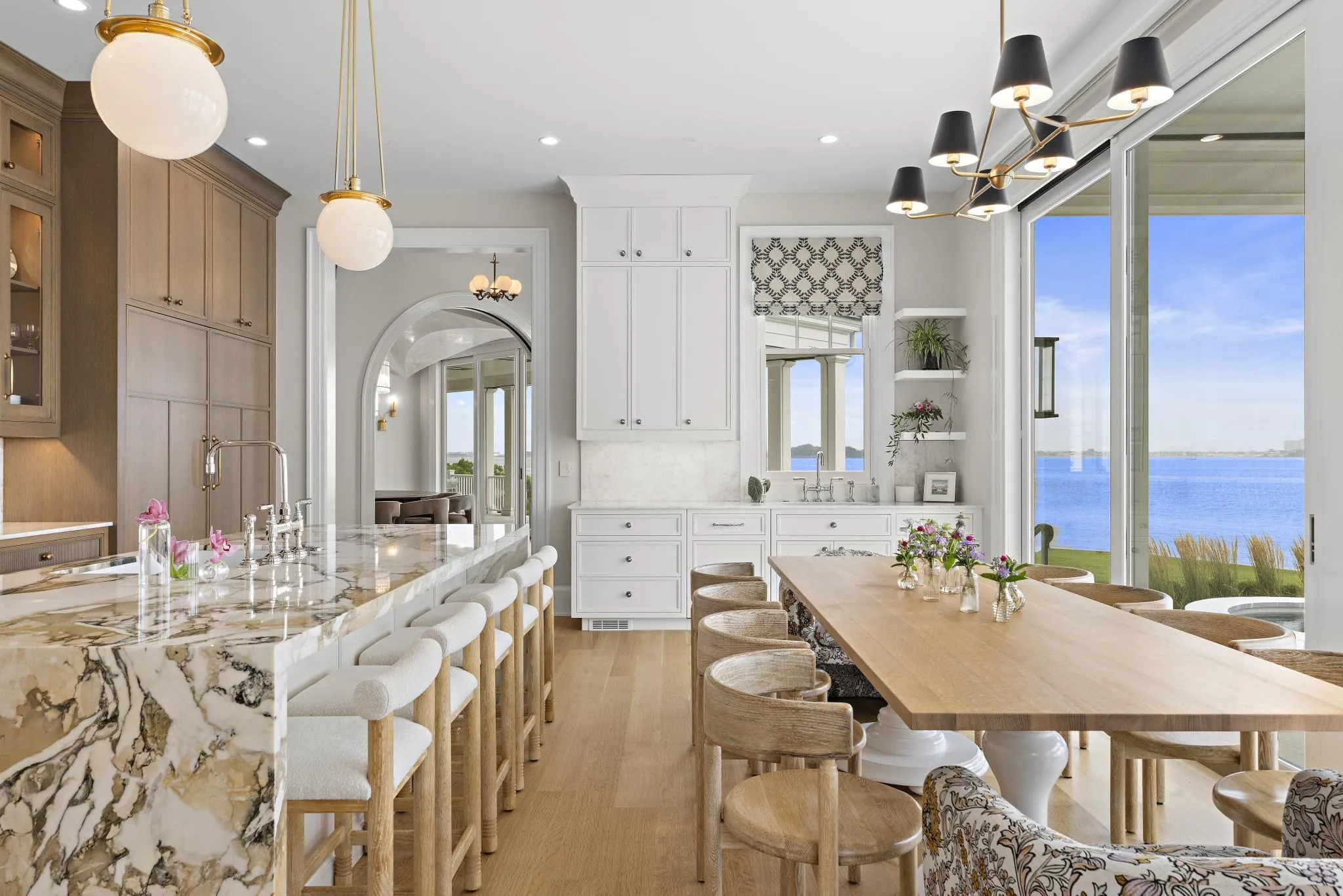 Kitchen dining at American Dream, a Merrick Construction custom home in Rumson, New Jersey