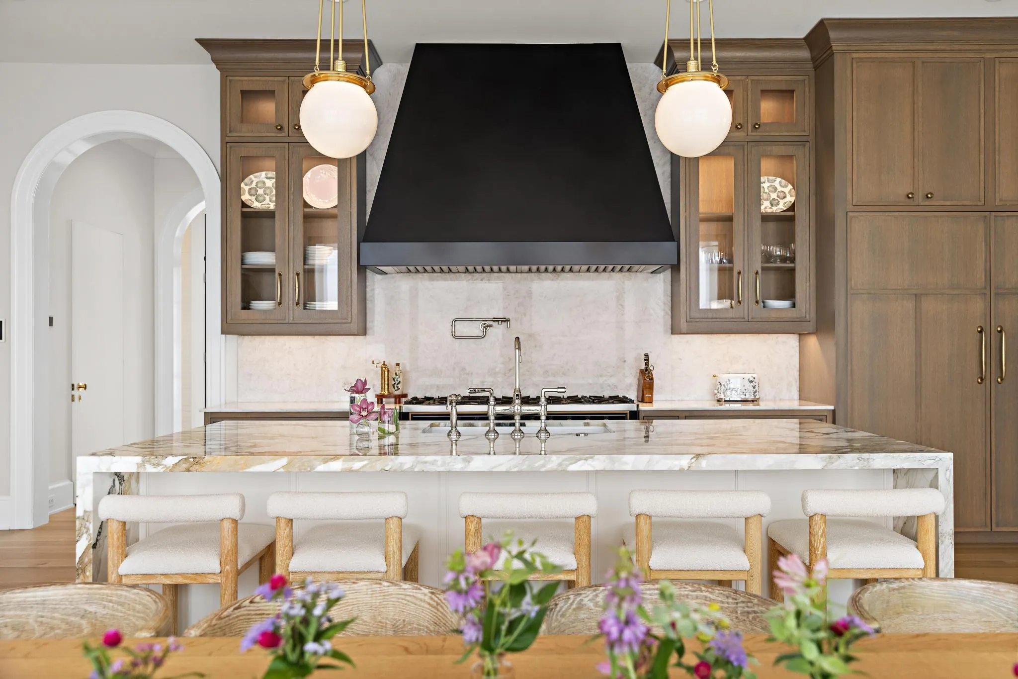 Kitchen at American Dream, a Merrick Construction custom home in Rumson, New Jersey