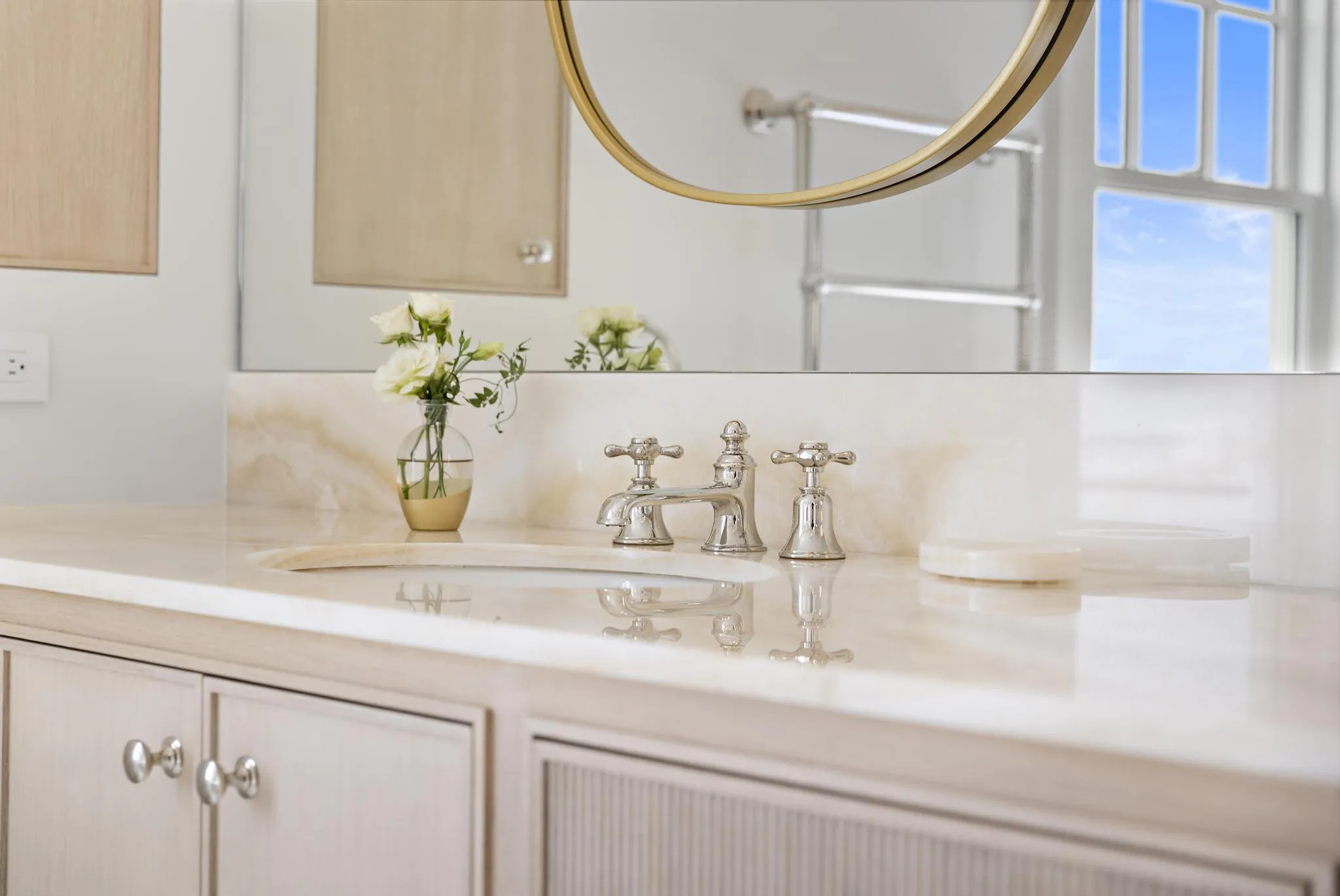 Vanity at American Dream, a Merrick Construction custom home in Rumson, New Jersey