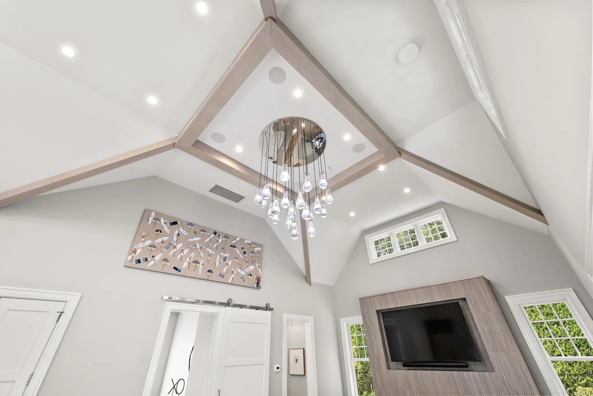 Vaulted ceiling at Rumson Sanctuary, a Merrick Construction renovation in Rumson, New Jersey