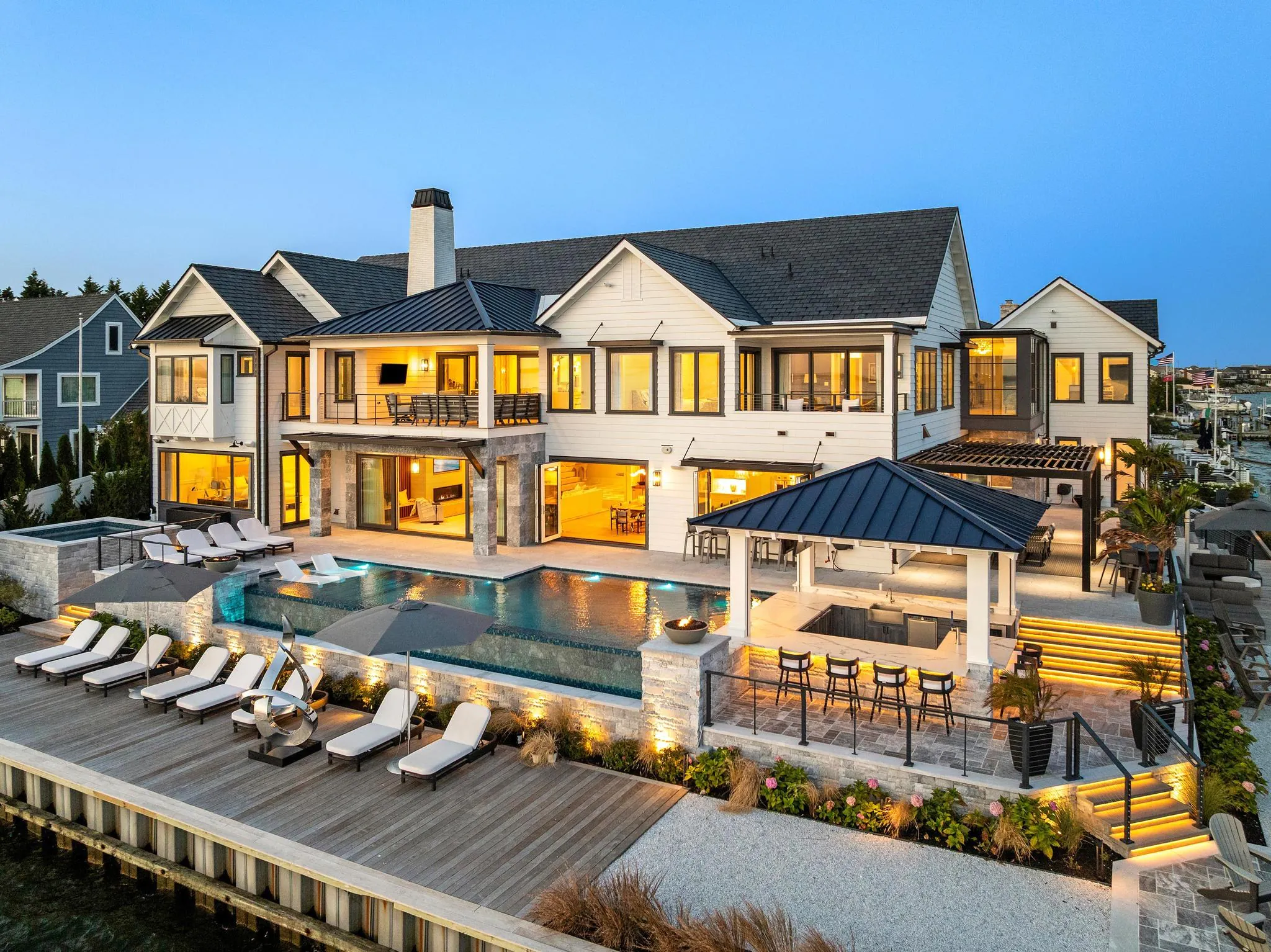 Pool at The Fun Starts Here, a Merrick Construction custom home in Brick, New Jersey